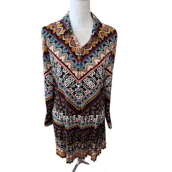Laundry Shelli Segal Long Sleeve Boho Print Mini Dress S - Picture 1 of 6